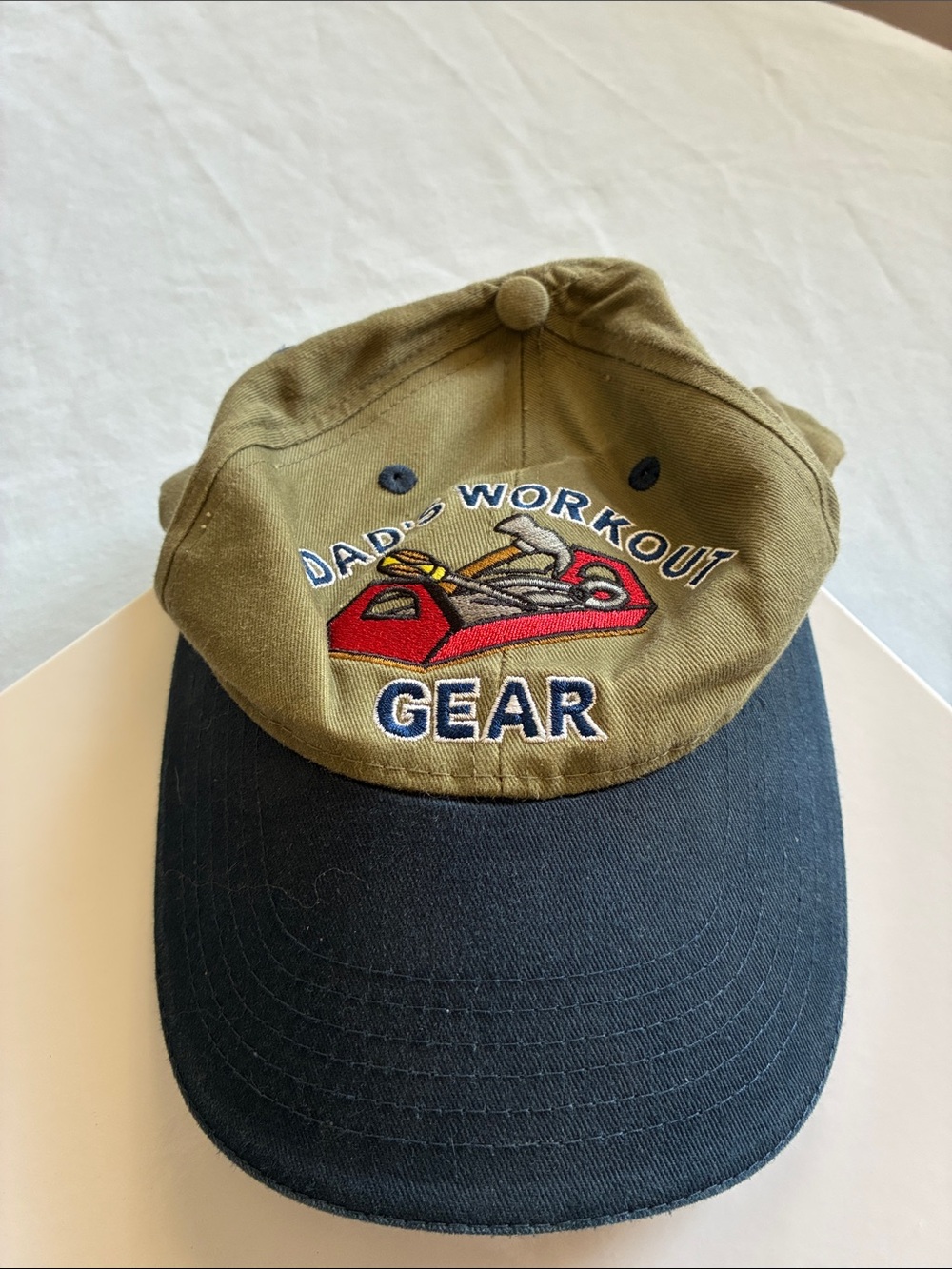Dad's Workout Gear Embroidered Baseball Cap - Olive & Navy